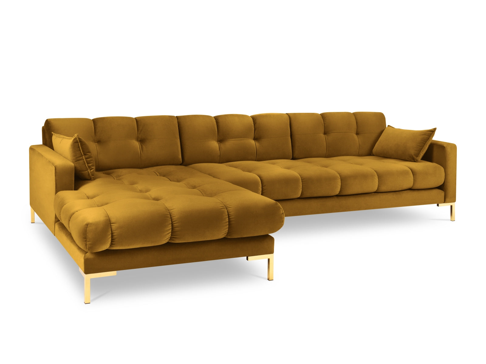 Mamaia Velour Ecksofa links 5 Sitzer in Yellow/Gold präsentiert im Onlineshop von KAQTU Design AG. Ecksofa links ist von Micadoni