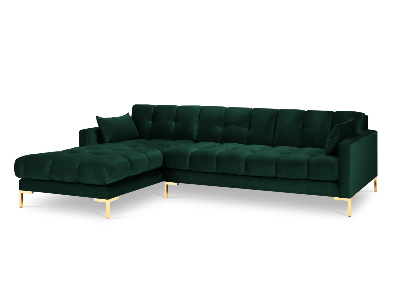 Erleben Sie das Mamaia Velour Ecksofa links von Micadoni – ein elegantes 5-Sitzer Sofa, das stilvollen Komfort und Funktionalität für Ihr Zuhause bietet.