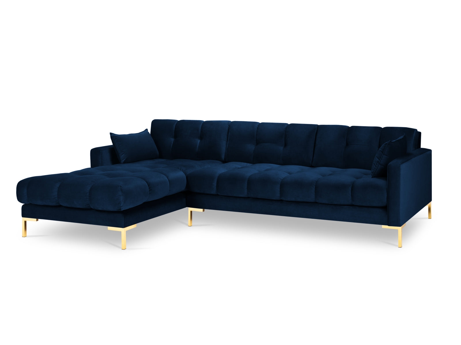 Erleben Sie das Mamaia Velour Ecksofa links von Micadoni – ein elegantes 5-Sitzer Sofa, das stilvollen Komfort und Funktionalität für Ihr Zuhause bietet.