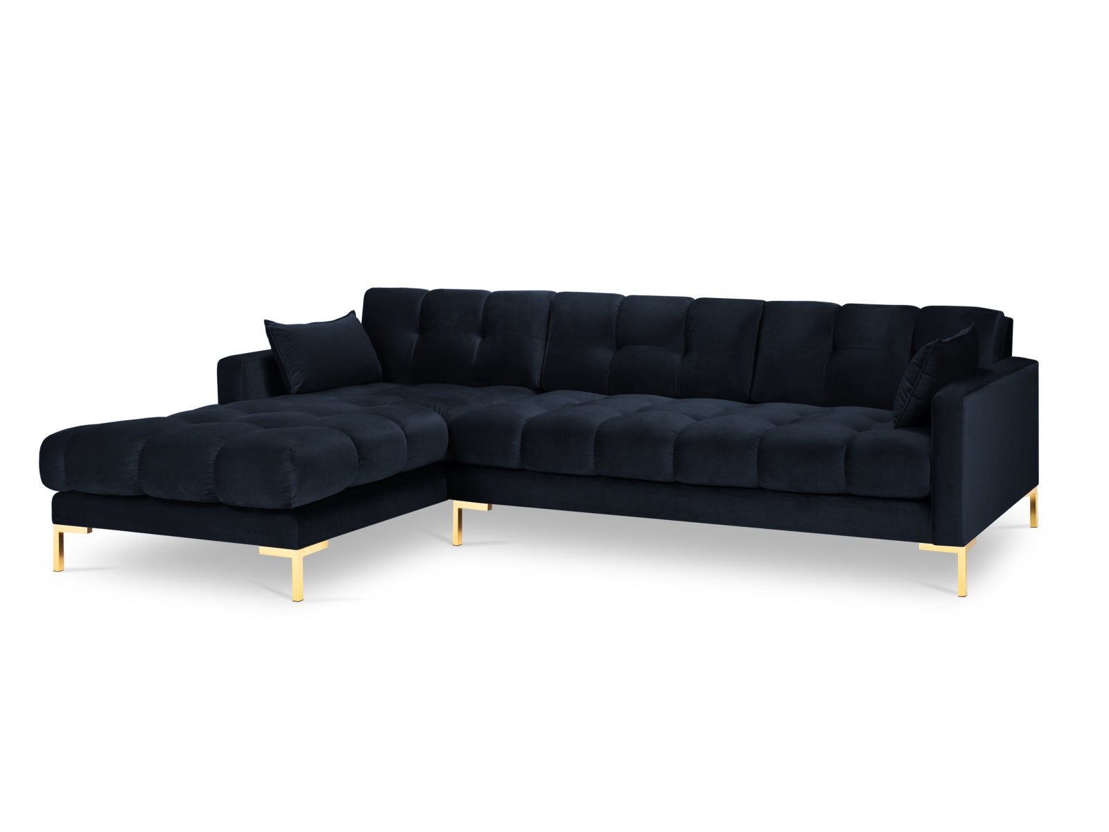 Erleben Sie das Mamaia Velour Ecksofa links von Micadoni – ein elegantes 5-Sitzer Sofa, das stilvollen Komfort und Funktionalität für Ihr Zuhause bietet.