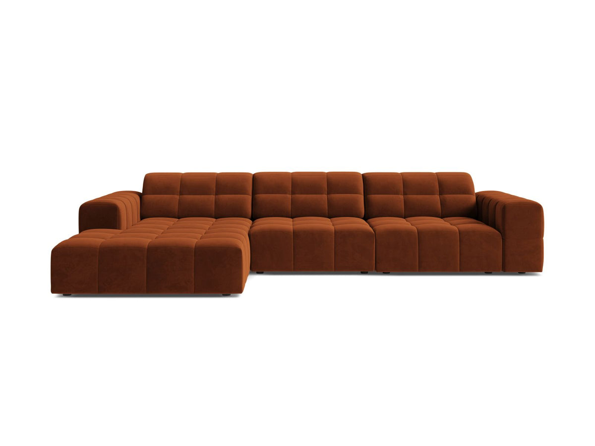 4-Sitzer Ecksofa links Jennifer in Terracotta-Bluvel präsentiert im Onlineshop von KAQTU Design AG. Ecksofa links ist von Micadoni