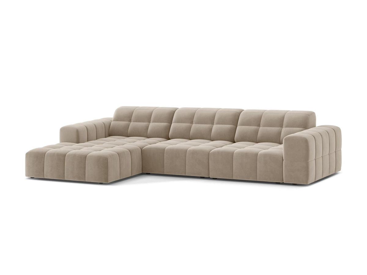 4-Sitzer Ecksofa links Jennifer in Dark Beige-Bluvel präsentiert im Onlineshop von KAQTU Design AG. Ecksofa links ist von Micadoni