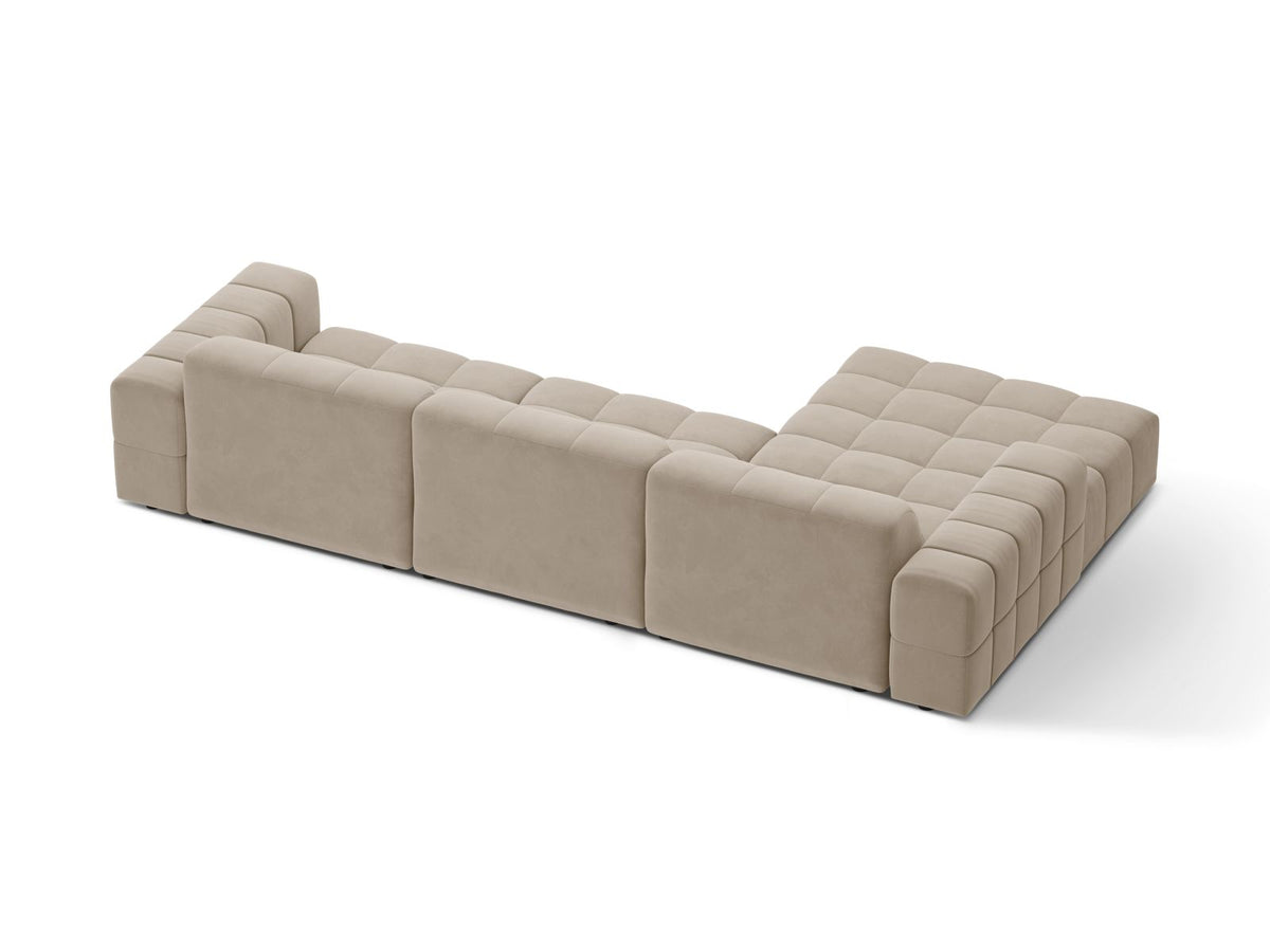 4-Sitzer Ecksofa links Jennifer in Dark Beige-Bluvel präsentiert im Onlineshop von KAQTU Design AG. Ecksofa links ist von Micadoni