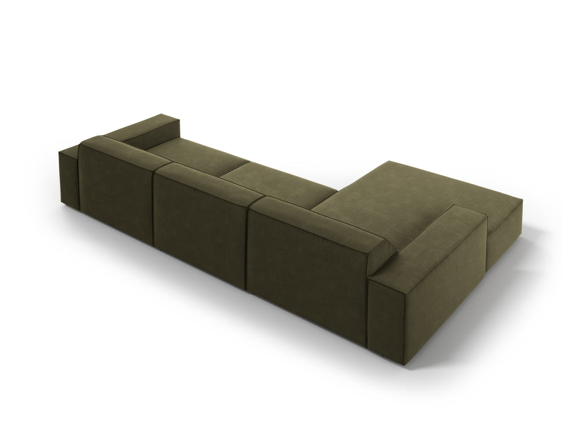Jodie Velour modulares Ecksofa links 4 Sitzer in Green-Bluvel präsentiert im Onlineshop von KAQTU Design AG. L-Sofa links ist von Micadoni