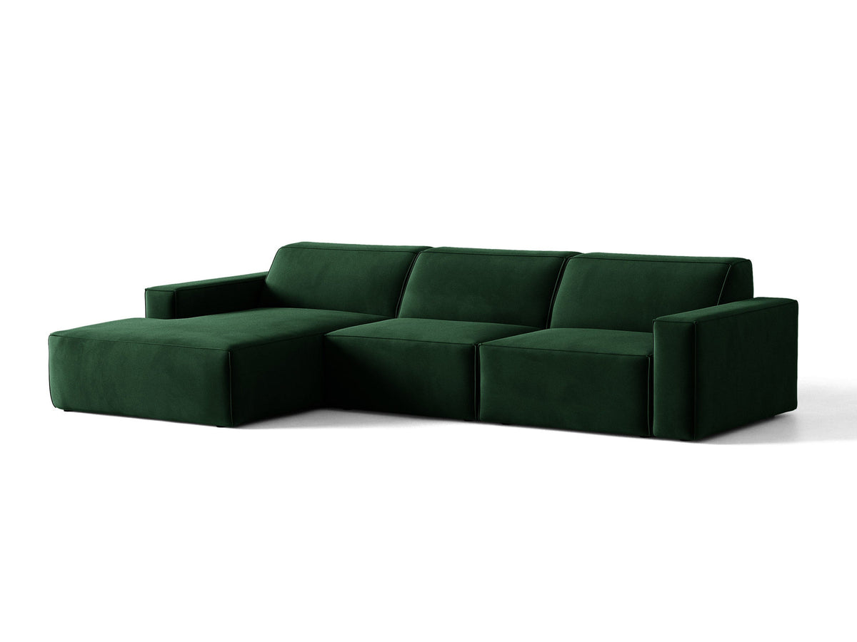 Modulares Ecksofa links Jodie von Micadoni mit Meridienne auf schwarzen Kunststoffbeinen