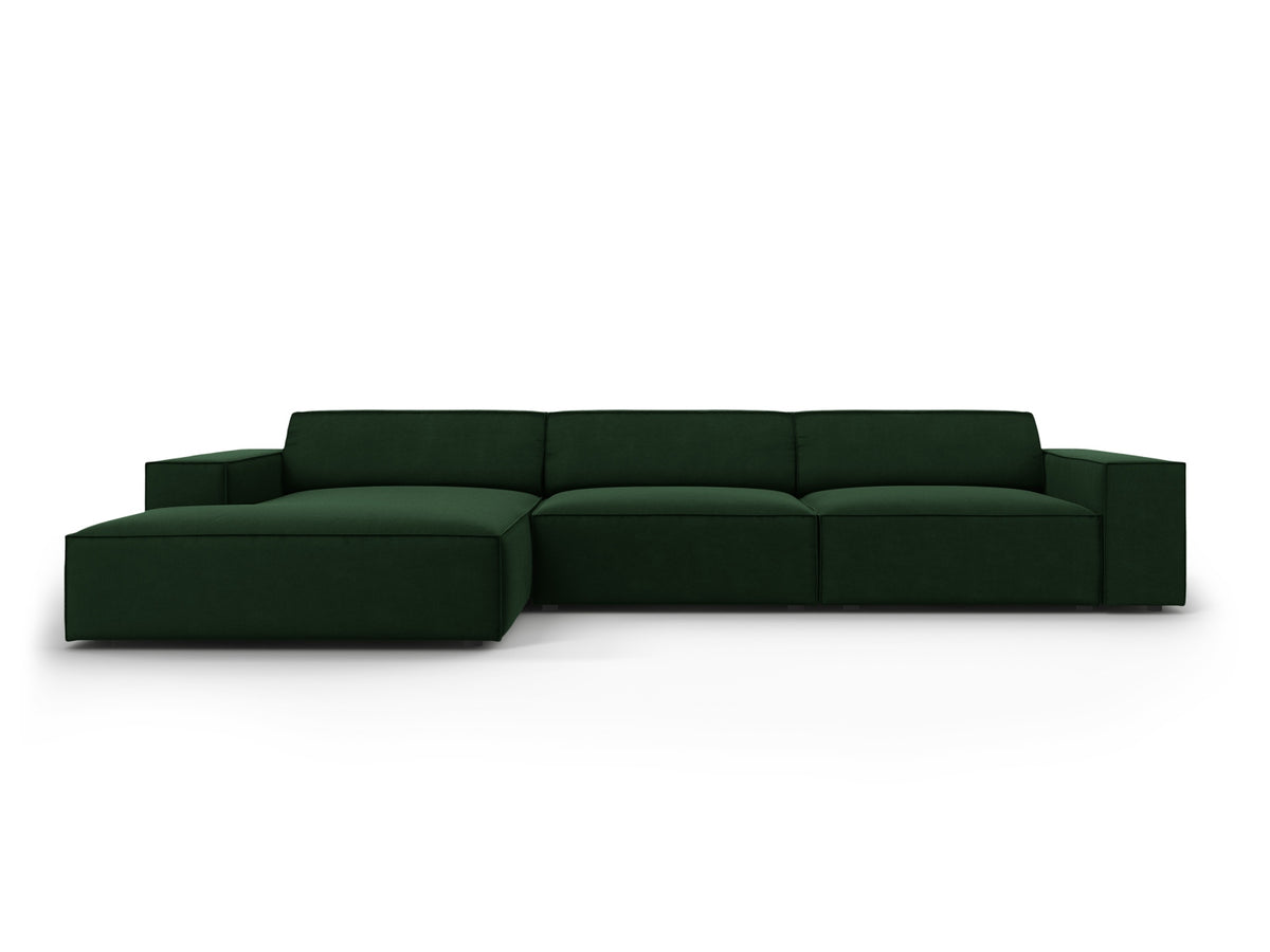 Jodie Velour modulares Ecksofa links 4 Sitzer in Bottle Green-Bluvel präsentiert im Onlineshop von KAQTU Design AG. L-Sofa links ist von Micadoni