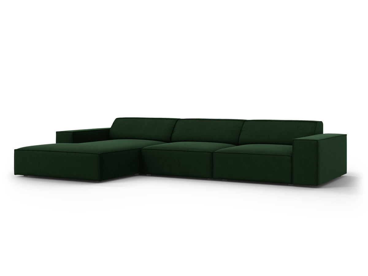 Jodie Velour modulares Ecksofa links 4 Sitzer in Bottle Green-Bluvel präsentiert im Onlineshop von KAQTU Design AG. L-Sofa links ist von Micadoni