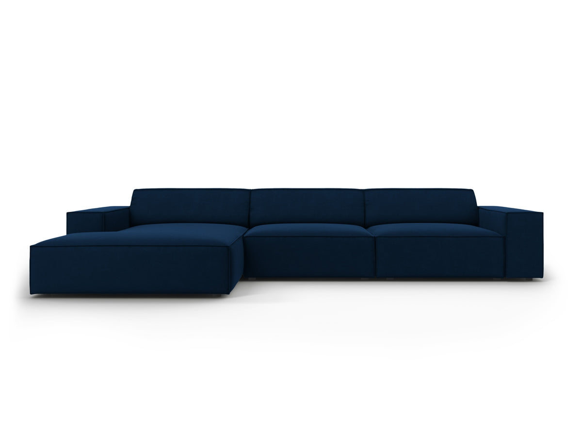 Jodie Velour modulares Ecksofa links 4 Sitzer in Royal Blue-Bluvel präsentiert im Onlineshop von KAQTU Design AG. L-Sofa links ist von Micadoni