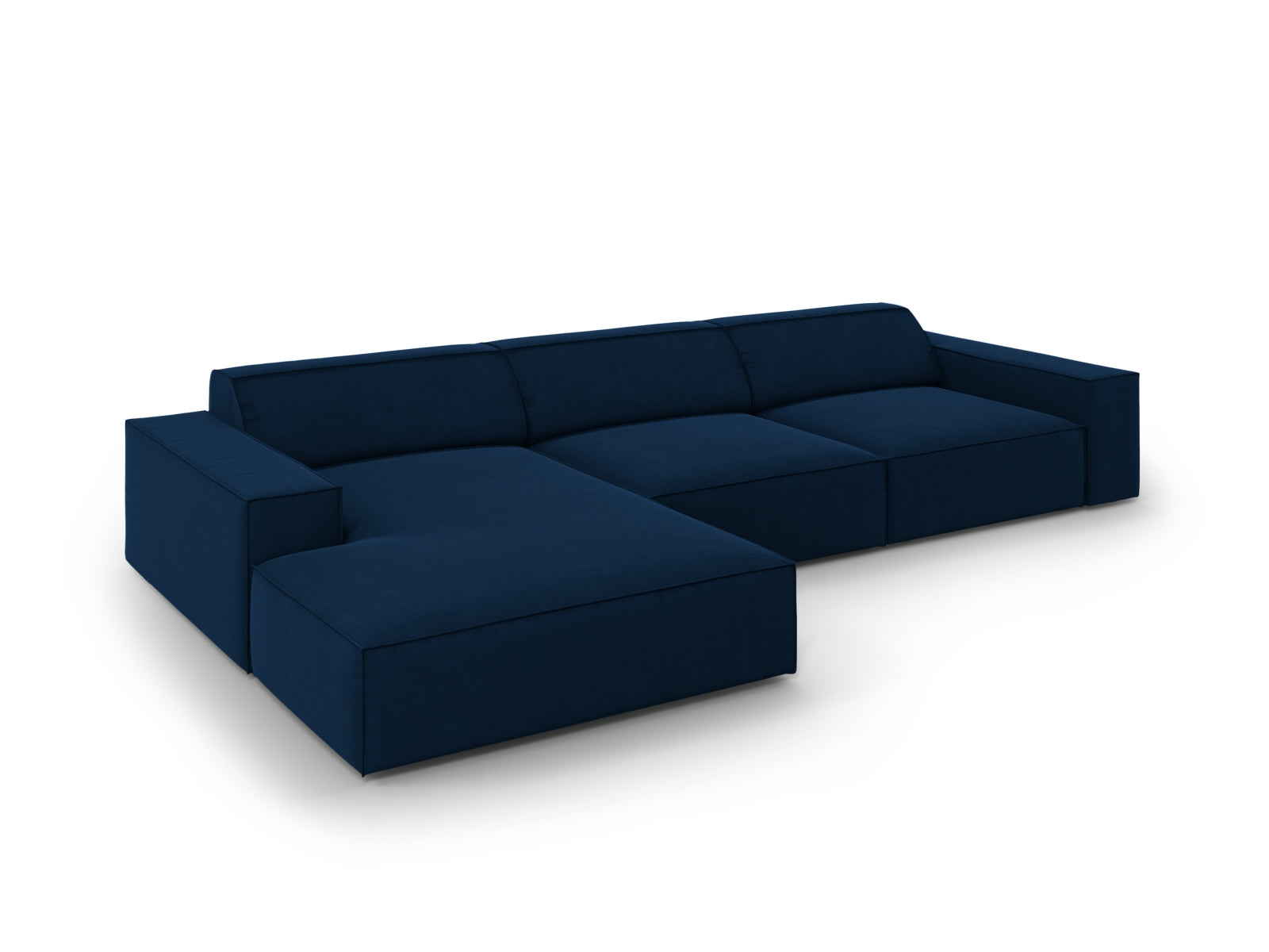 Elegantes, modulares Ecksofa Jodie in Royal Blue, linksseitig, 4-Sitzer, ideal für stilvolle Wohnräume und entspannte Stunden.