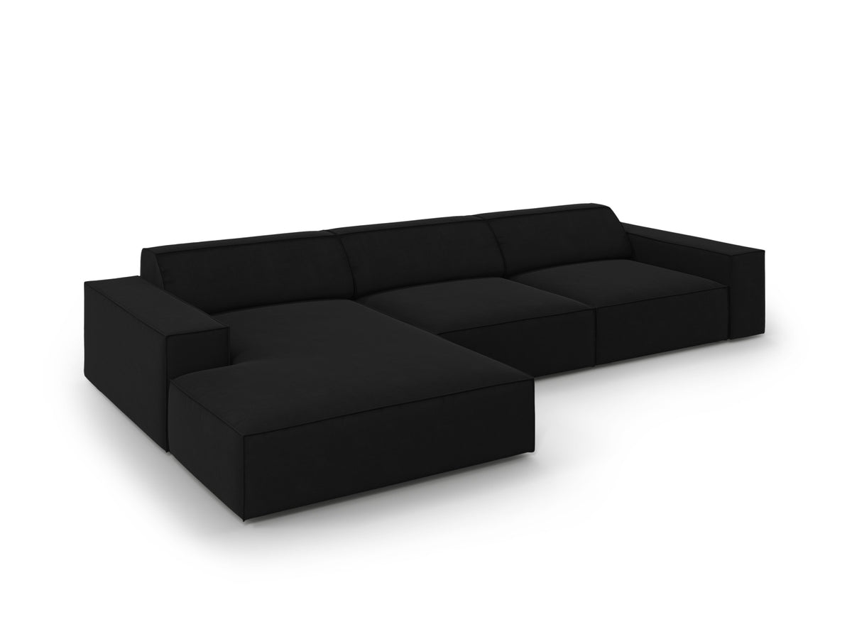 Jodie Velour modulares Ecksofa links 4 Sitzer in Black-Bluvel präsentiert im Onlineshop von KAQTU Design AG. L-Sofa links ist von Micadoni