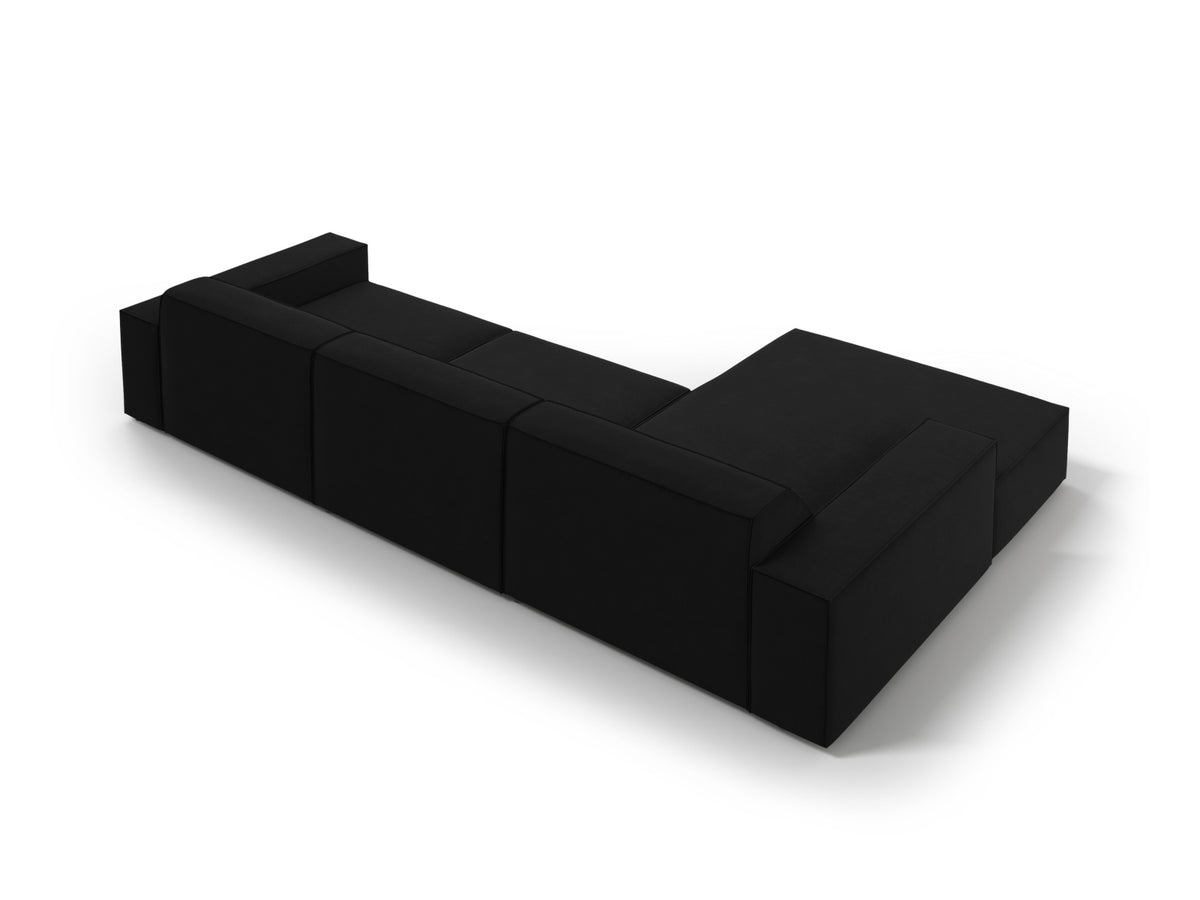 Jodie Velour modulares Ecksofa links 4 Sitzer in Black-Bluvel präsentiert im Onlineshop von KAQTU Design AG. L-Sofa links ist von Micadoni