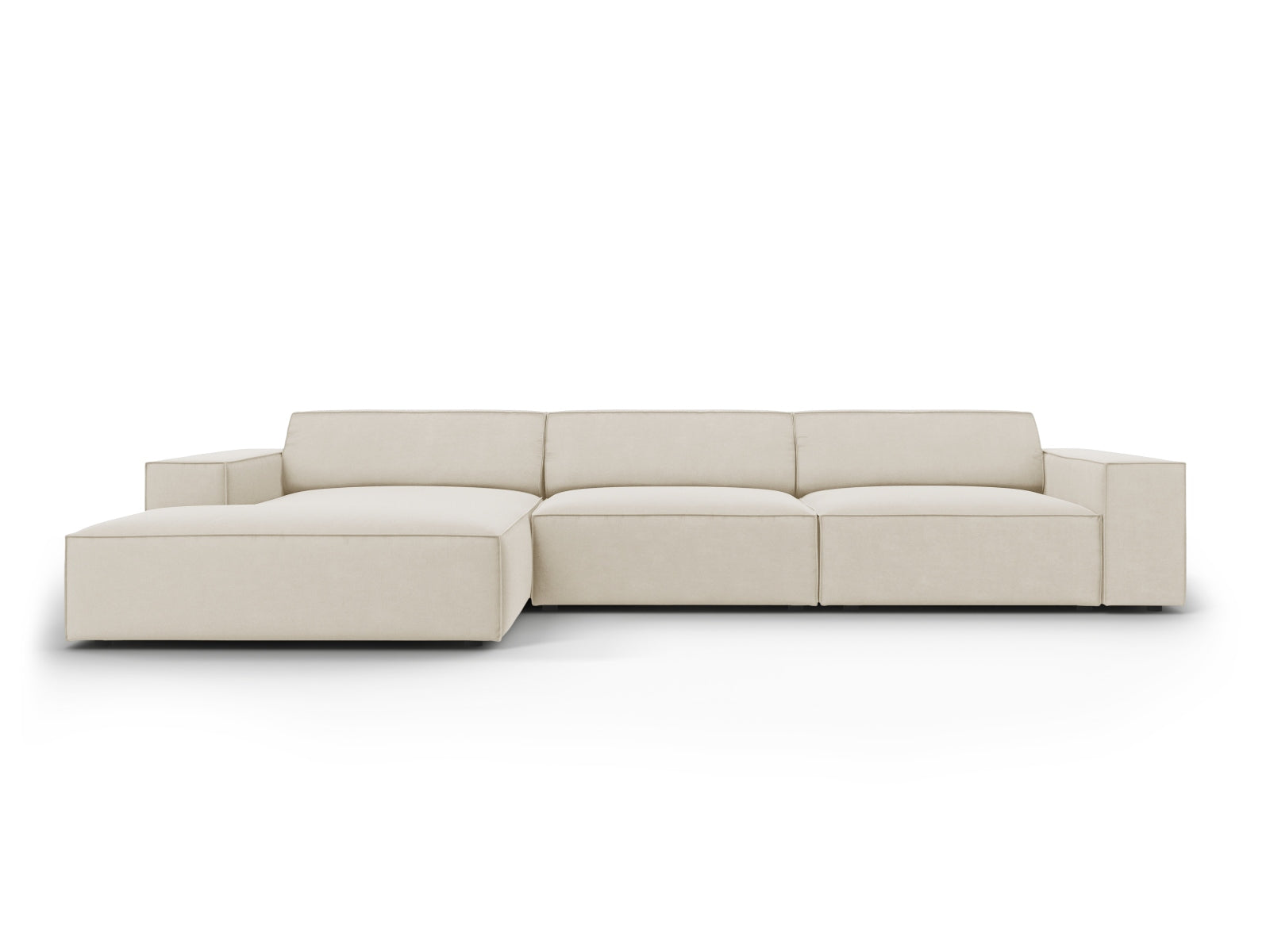 Jodie Velour modulares Ecksofa links 4 Sitzer in Dark Beige-Bluvel präsentiert im Onlineshop von KAQTU Design AG. L-Sofa links ist von Micadoni