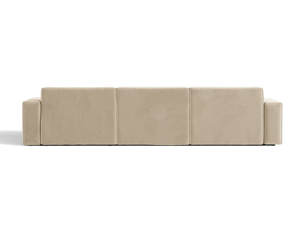 Modulares Ecksofa links Jodie von Micadoni mit Meridienne auf schwarzen Kunststoffbeinen