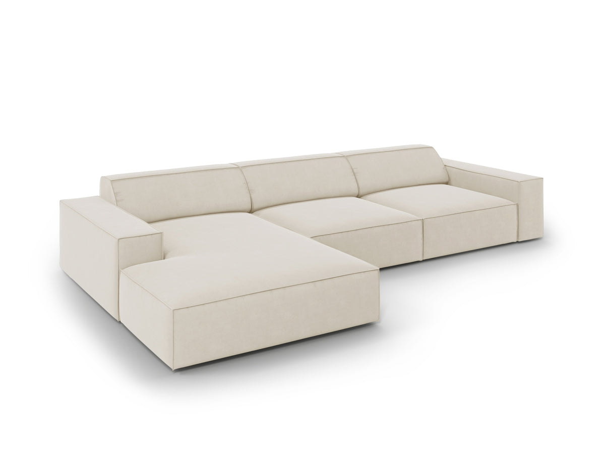 Jodie Velour modulares Ecksofa links 4 Sitzer in Dark Beige-Bluvel präsentiert im Onlineshop von KAQTU Design AG. L-Sofa links ist von Micadoni