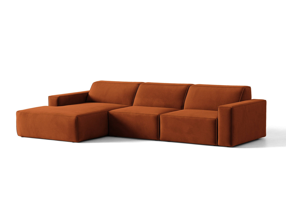 Modulares Ecksofa links Jodie von Micadoni mit Meridienne auf schwarzen Kunststoffbeinen