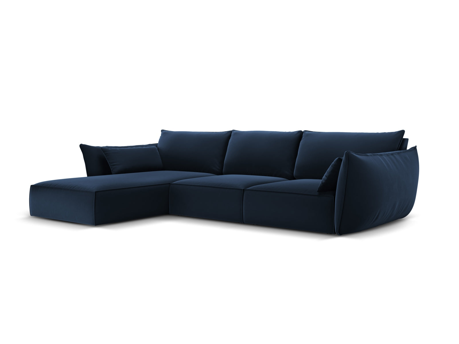 Kaelle Velour Ecksofa links 4 Sitzer in Royal Blue-Bluvel präsentiert im Onlineshop von KAQTU Design AG. L-Sofa links ist von Micadoni