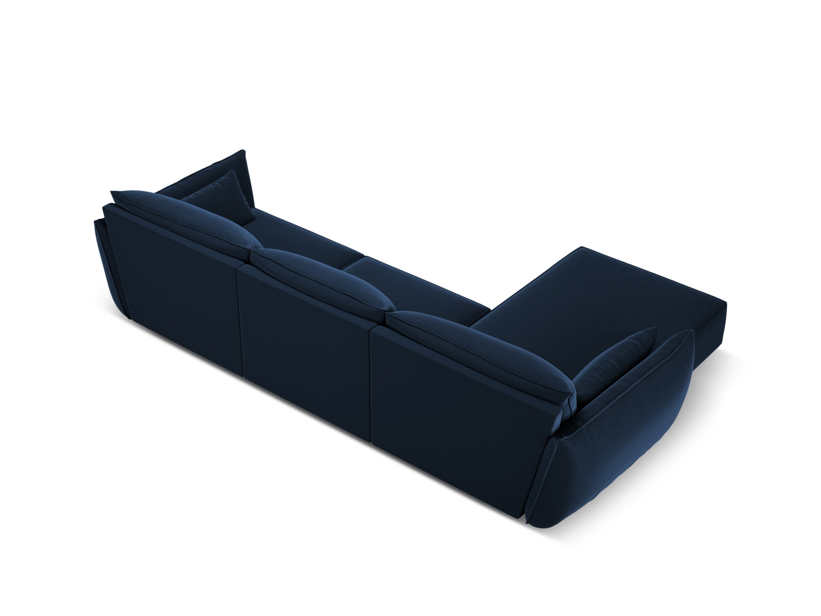 Kaelle Velour Ecksofa links 4 Sitzer in Royal Blue-Bluvel präsentiert im Onlineshop von KAQTU Design AG. L-Sofa links ist von Micadoni