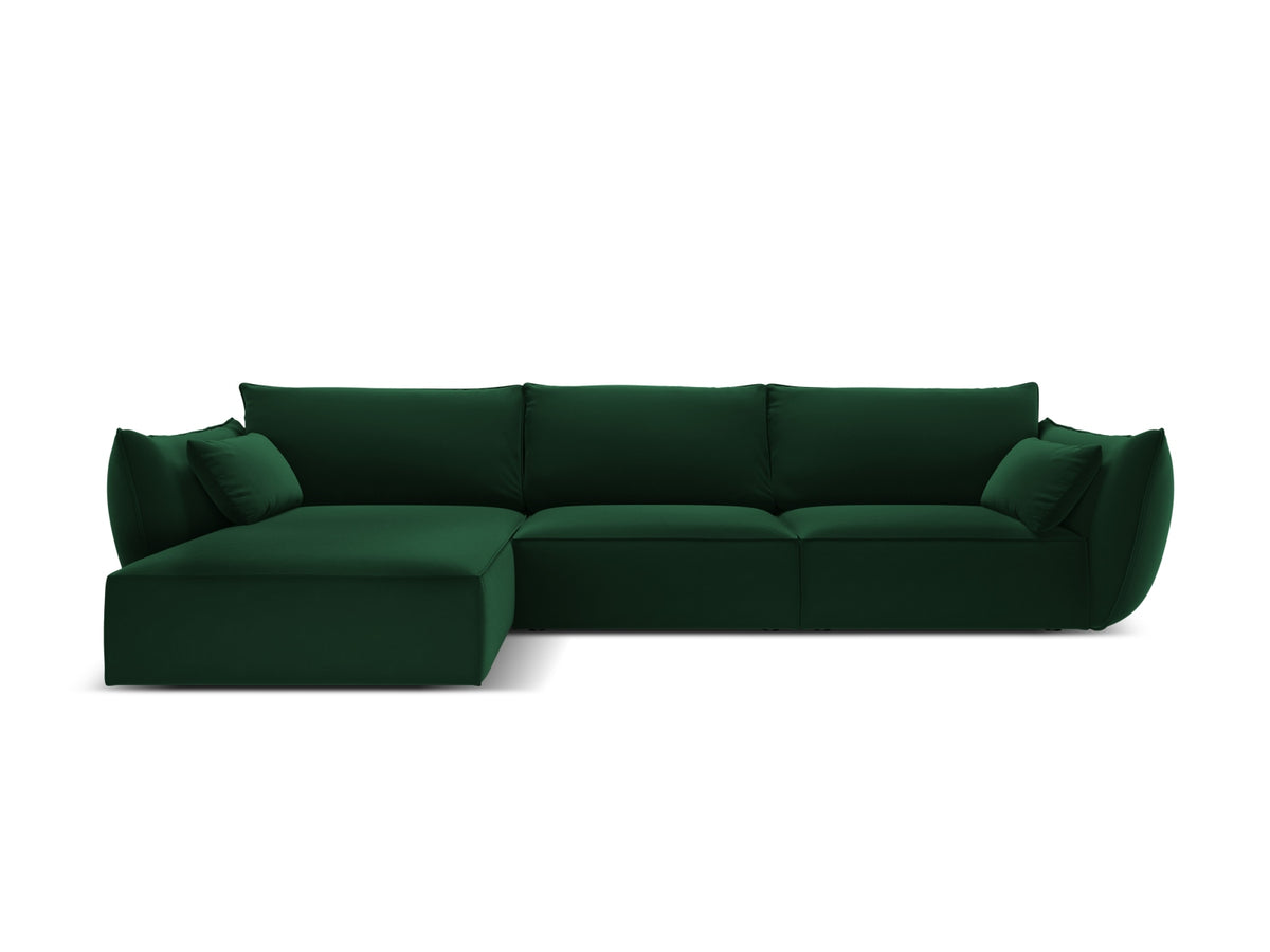 Kaelle Velour Ecksofa links 4 Sitzer in Bottle Green-Bluvel präsentiert im Onlineshop von KAQTU Design AG. L-Sofa links ist von Micadoni