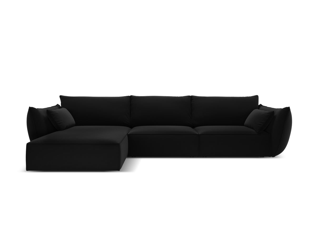 Kaelle Velour Ecksofa links 4 Sitzer in Black-Bluvel präsentiert im Onlineshop von KAQTU Design AG. L-Sofa links ist von Micadoni
