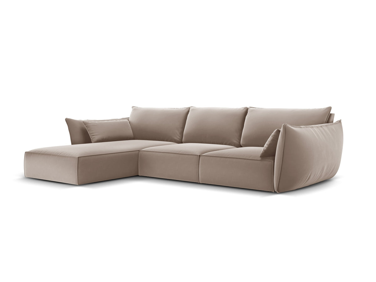 Kaelle Velour Ecksofa links 4 Sitzer in Cappuccino-Bluvel präsentiert im Onlineshop von KAQTU Design AG. L-Sofa links ist von Micadoni