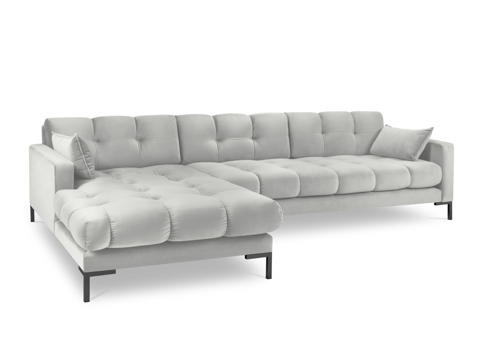 Mamaia Velour Ecksofa links 5 Sitzer in Silver/Schwarz-Bluvel präsentiert im Onlineshop von KAQTU Design AG. L-Sofa links ist von Micadoni