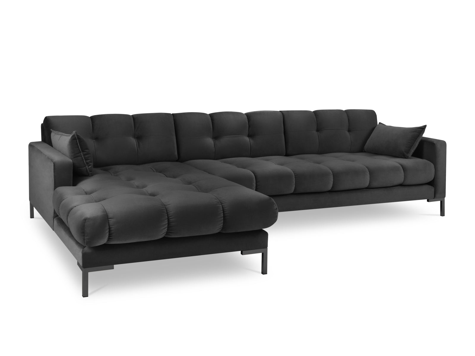 Mamaia Velour Ecksofa links 5 Sitzer in Dark Grey/Schwarz präsentiert im Onlineshop von KAQTU Design AG. Ecksofa links ist von Micadoni