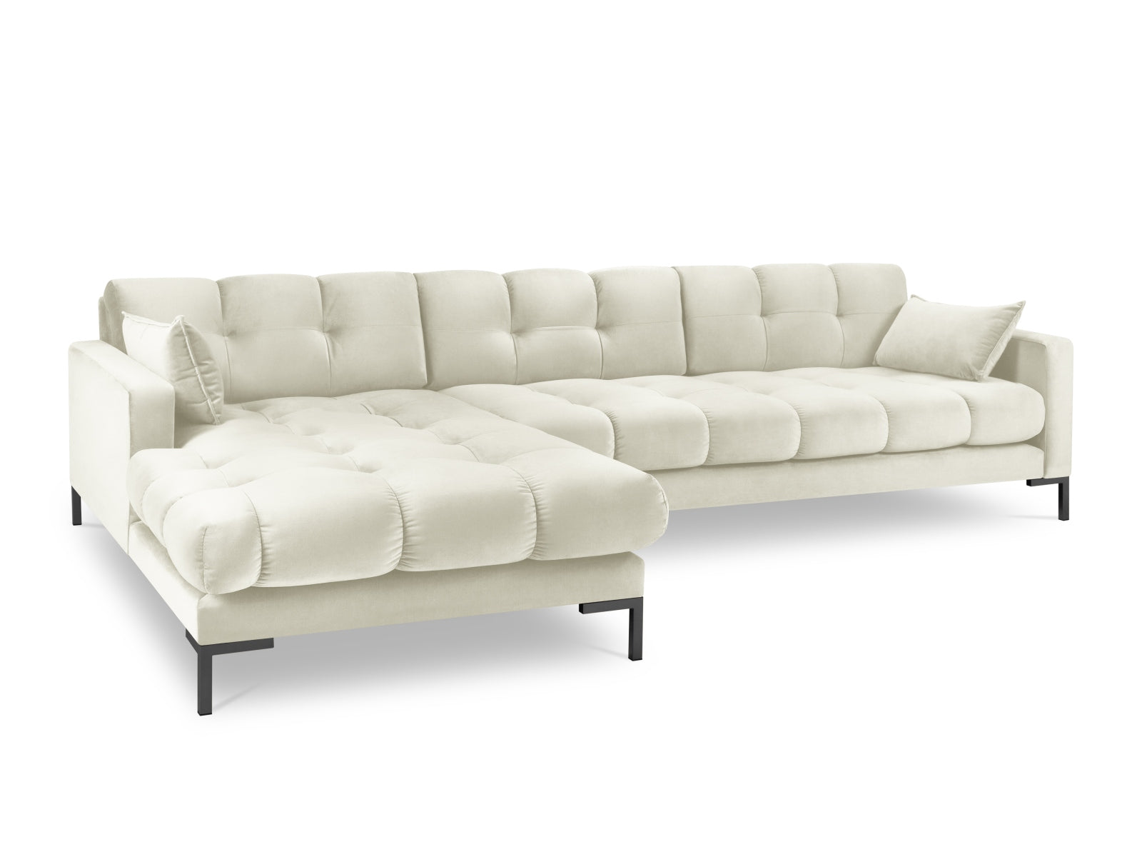 Mamaia Velour Ecksofa links 5 Sitzer in Light Beige/Schwarz präsentiert im Onlineshop von KAQTU Design AG. Ecksofa links ist von Micadoni