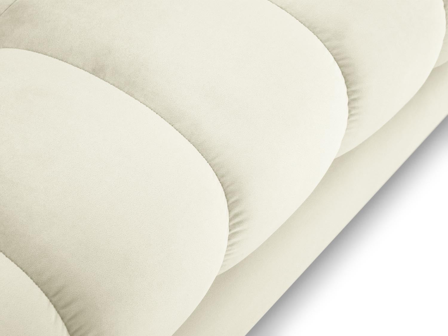 Stilvolles Mamaia Velour Ecksofa links, 5-Sitzer, in harmonischen Beige- und Schwarznuancen, perfekt für entspannte Stunden und modernes Wohndesign.