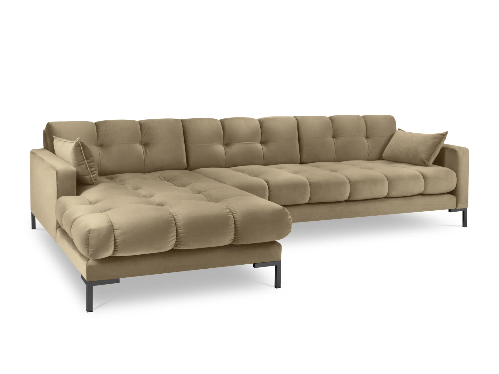 Mamaia Velour Ecksofa links 5 Sitzer in Beige/Schwarz präsentiert im Onlineshop von KAQTU Design AG. Ecksofa links ist von Micadoni