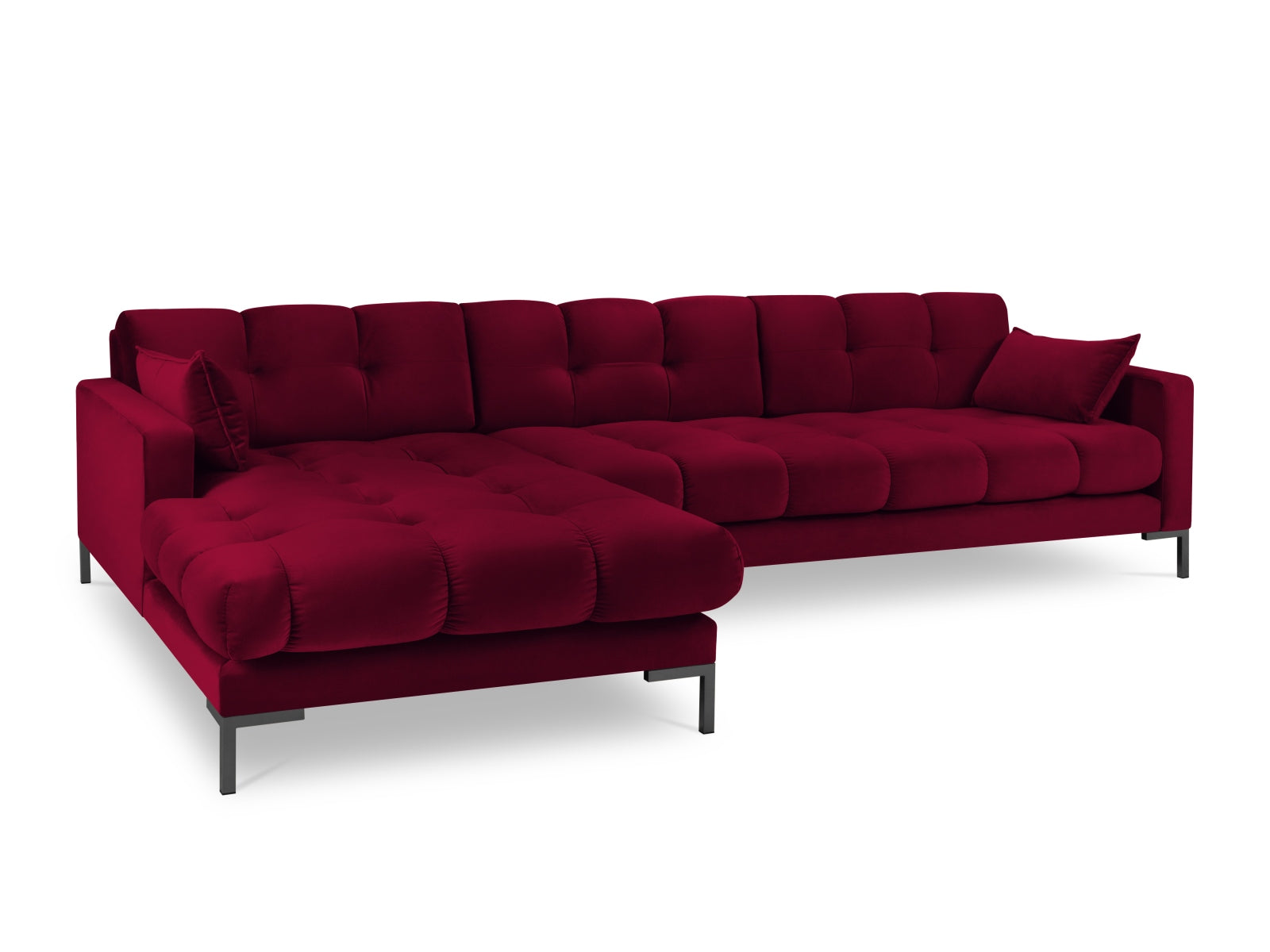 Mamaia Velour Ecksofa links 5 Sitzer in Red/Schwarz präsentiert im Onlineshop von KAQTU Design AG. Ecksofa links ist von Micadoni