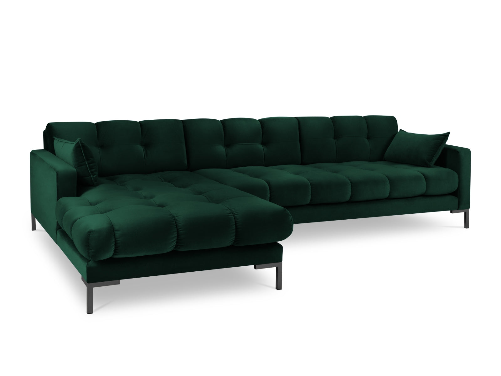 Mamaia Velour Ecksofa links 5 Sitzer in Bottle Green/Schwarz präsentiert im Onlineshop von KAQTU Design AG. Ecksofa links ist von Micadoni