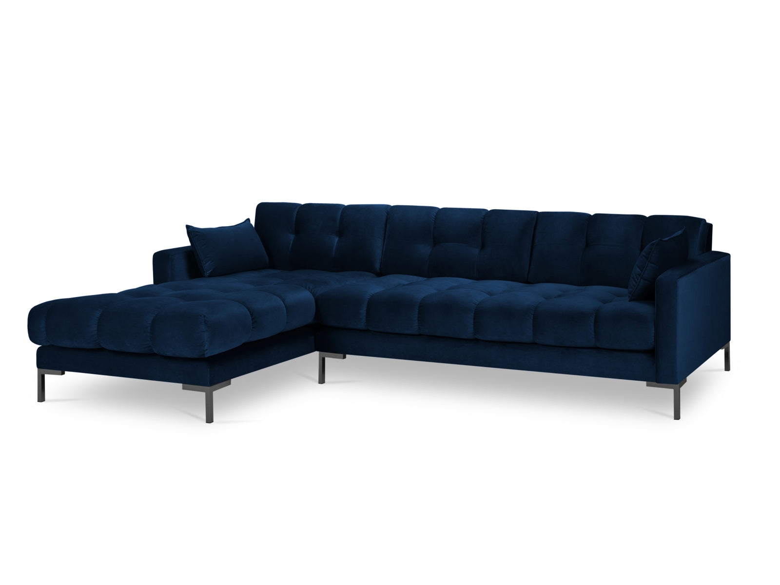 Mamaia Velour Ecksofa links 5 Sitzer in Royal Blue/Schwarz-Bluvel präsentiert im Onlineshop von KAQTU Design AG. L-Sofa links ist von Micadoni