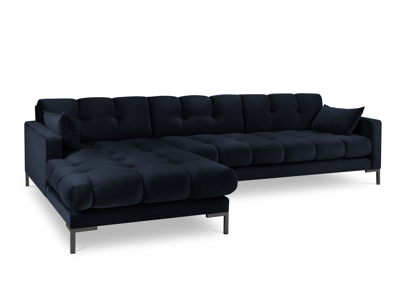 Mamaia Velour Ecksofa links 5 Sitzer in Dark Blue/Schwarz präsentiert im Onlineshop von KAQTU Design AG. Ecksofa links ist von Micadoni