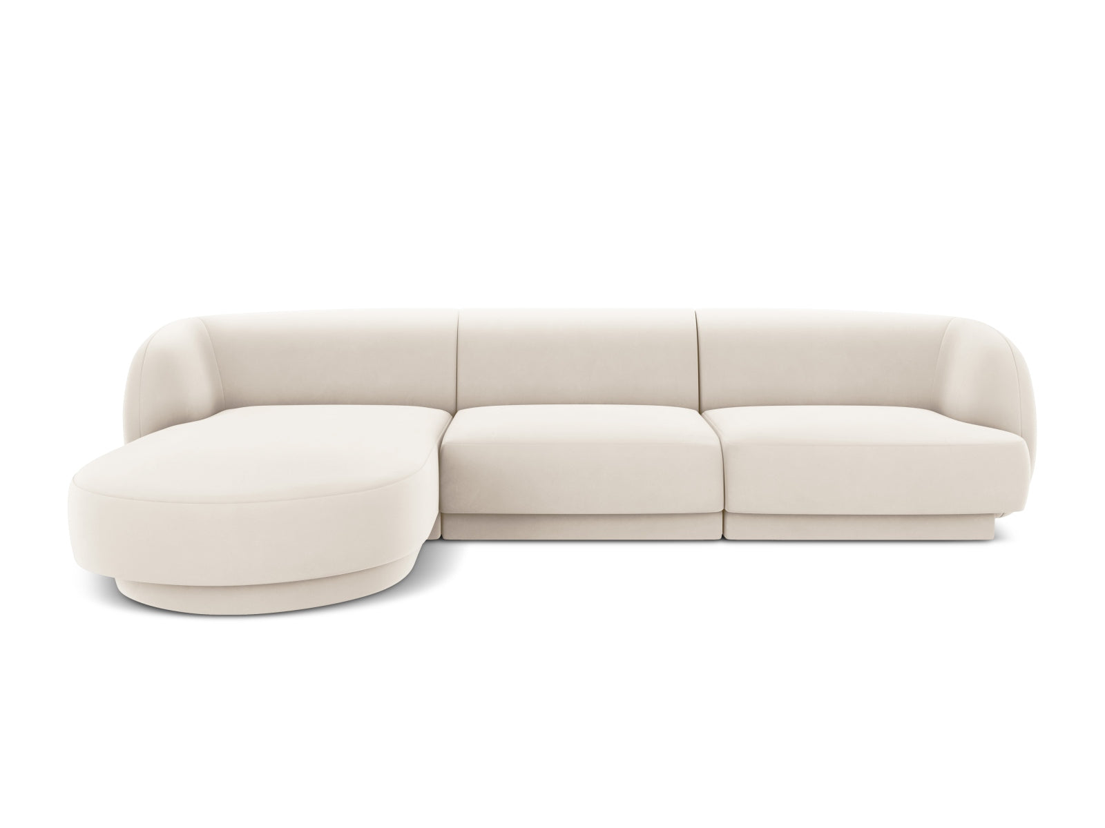Miley Velour Ecksofa links 4 Sitzer in Light Beige präsentiert im Onlineshop von KAQTU Design AG. Ecksofa links ist von Micadoni