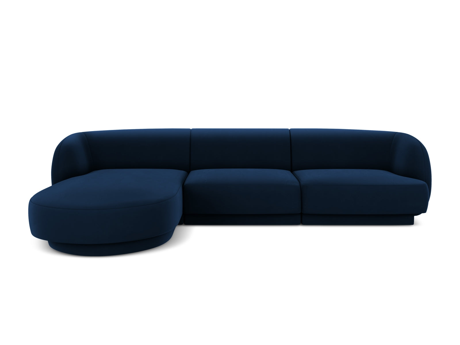 Miley Velour Ecksofa links 4 Sitzer in Royal Blue-Bluvel präsentiert im Onlineshop von KAQTU Design AG. L-Sofa links ist von Micadoni