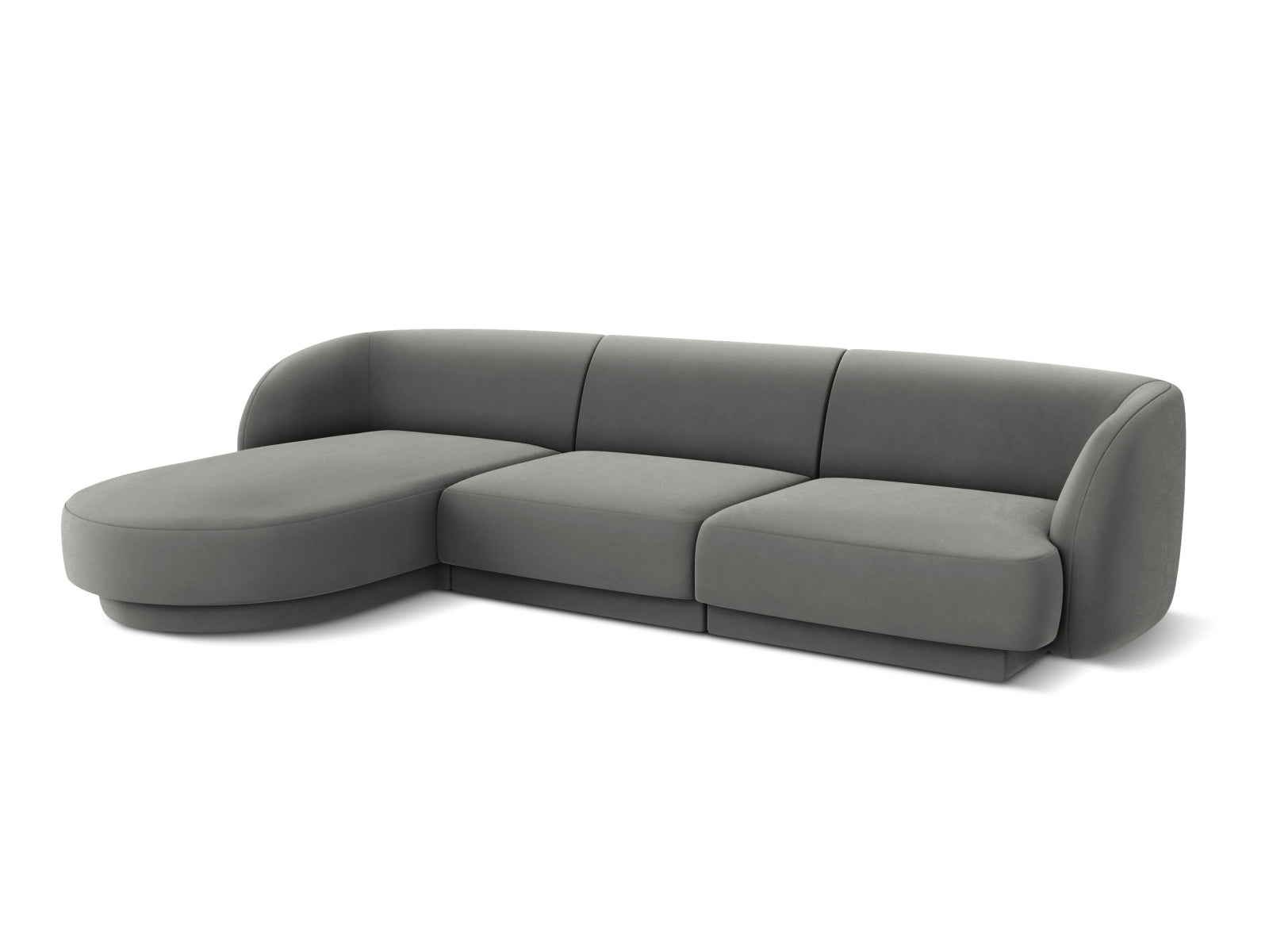 Elegantes Miley Velour Ecksofa links von Micadoni: 4-Sitzer mit hochwertigem Velourstoff, ideal für stilvolle Wohnräume und maximalen Komfort.