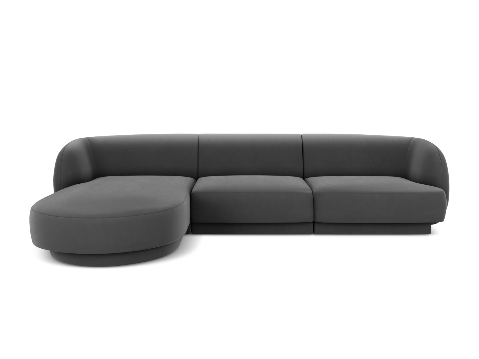 Miley Velour Ecksofa links 4 Sitzer in Grey präsentiert im Onlineshop von KAQTU Design AG. Ecksofa links ist von Micadoni