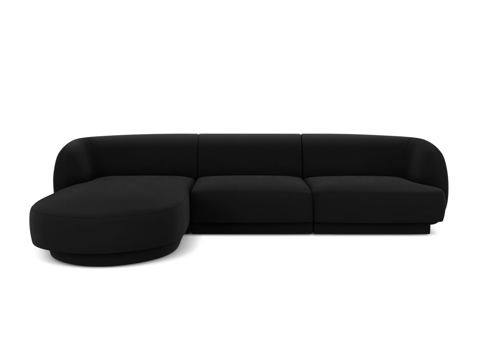 Miley Velour Ecksofa links 4 Sitzer in Black-Bluvel präsentiert im Onlineshop von KAQTU Design AG. L-Sofa links ist von Micadoni