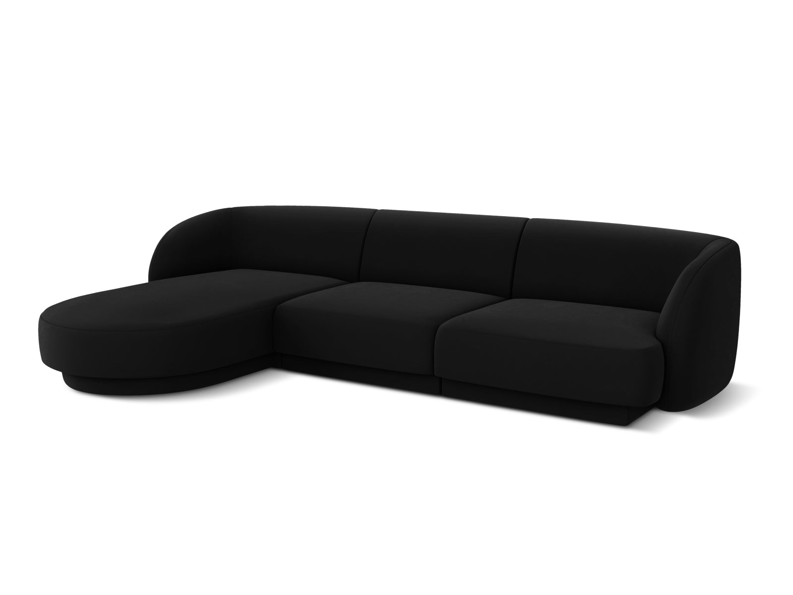 Miley Velour Ecksofa links 4 Sitzer in Black-Bluvel präsentiert im Onlineshop von KAQTU Design AG. L-Sofa links ist von Micadoni