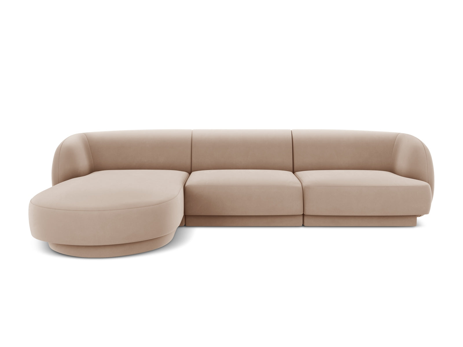 Miley Velour Ecksofa links 4 Sitzer in Cappuccino präsentiert im Onlineshop von KAQTU Design AG. Ecksofa links ist von Micadoni