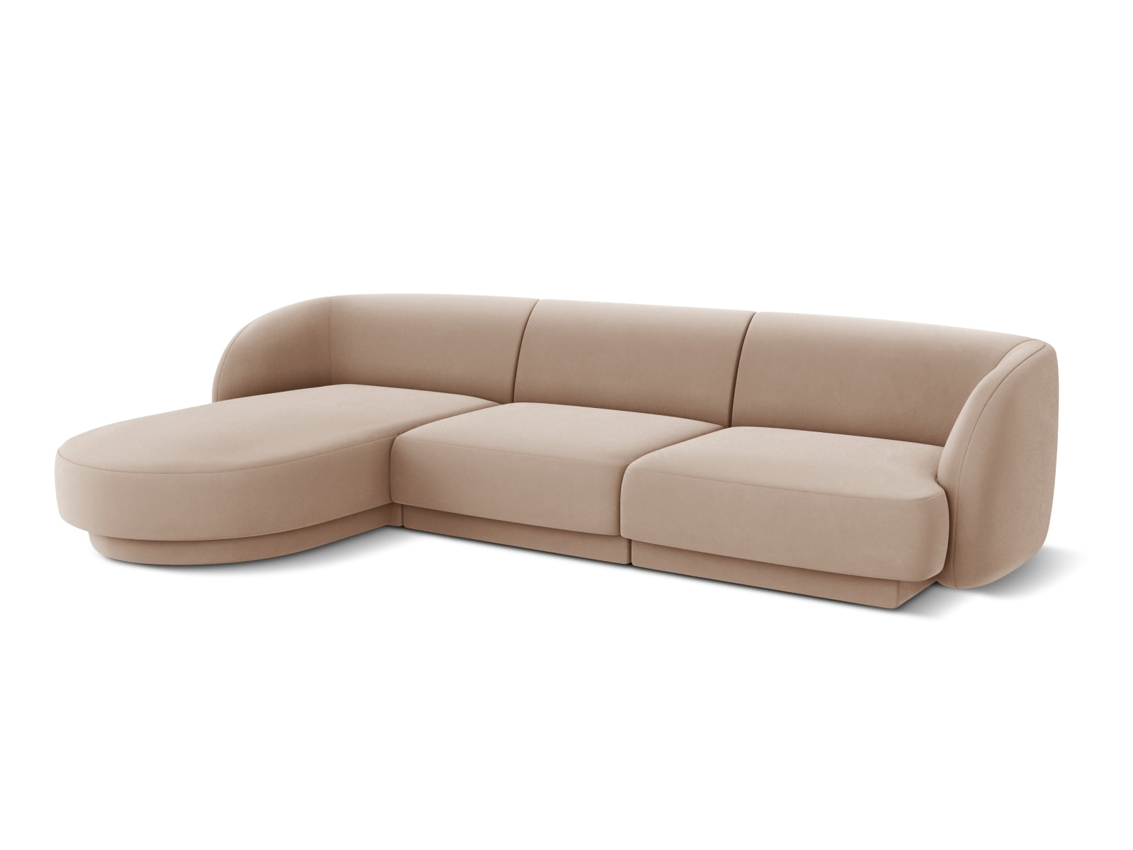 Miley Velour Ecksofa links 4 Sitzer in Cappuccino-Bluvel präsentiert im Onlineshop von KAQTU Design AG. L-Sofa links ist von Micadoni