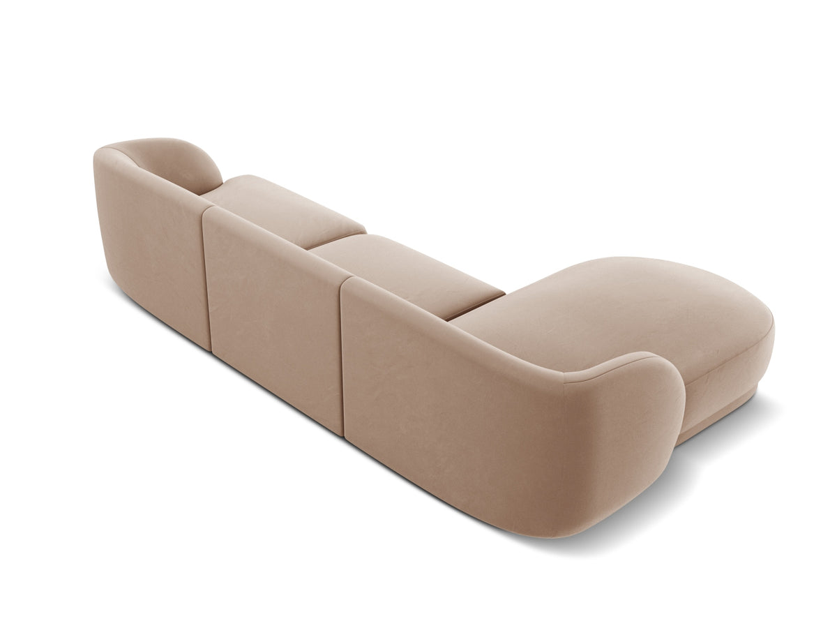 Miley Velour Ecksofa links 4 Sitzer in Cappuccino-Bluvel präsentiert im Onlineshop von KAQTU Design AG. L-Sofa links ist von Micadoni