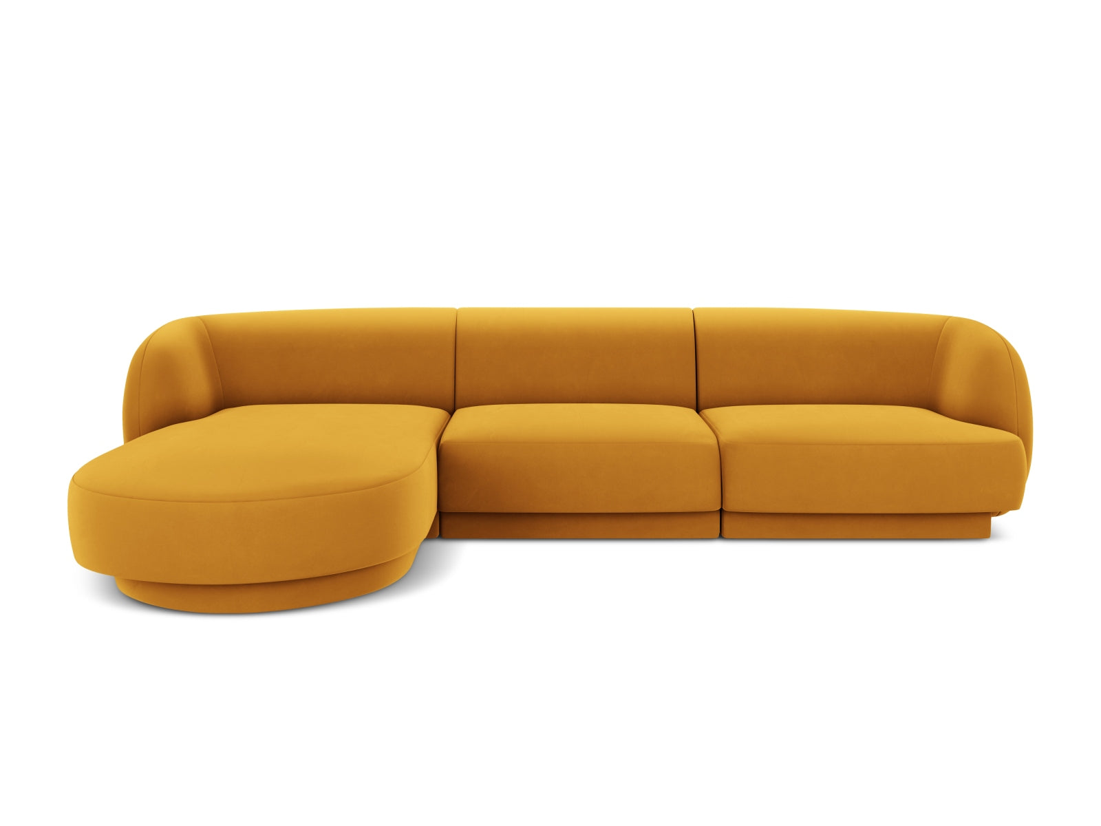 Miley Velour Ecksofa links 4 Sitzer in Yellow-Bluvel präsentiert im Onlineshop von KAQTU Design AG. L-Sofa links ist von Micadoni