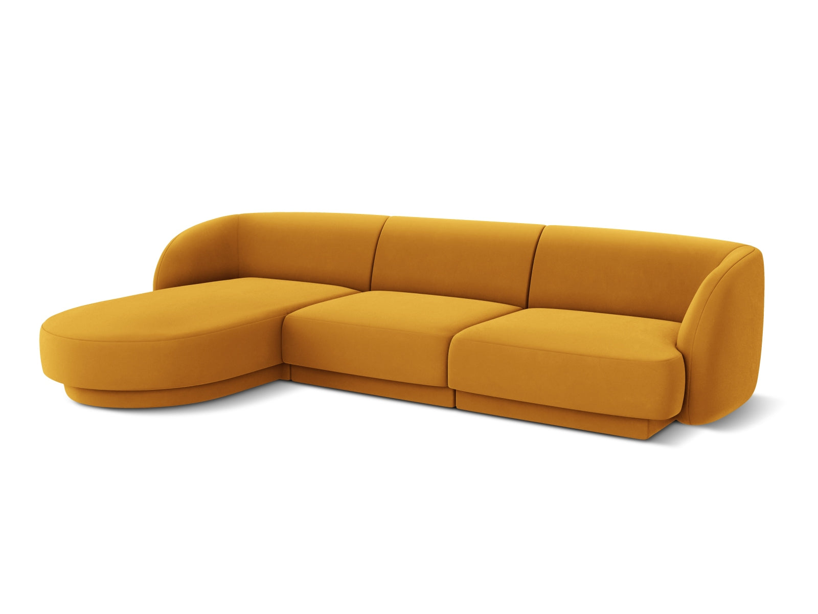 Miley Velour Ecksofa links 4 Sitzer in Yellow-Bluvel präsentiert im Onlineshop von KAQTU Design AG. L-Sofa links ist von Micadoni
