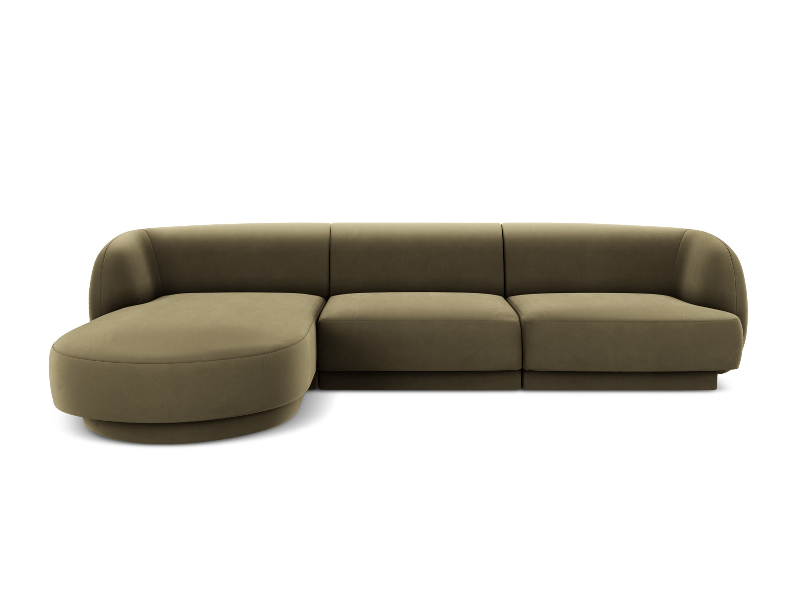 Miley Velour Ecksofa links 4 Sitzer in Green präsentiert im Onlineshop von KAQTU Design AG. Ecksofa links ist von Micadoni