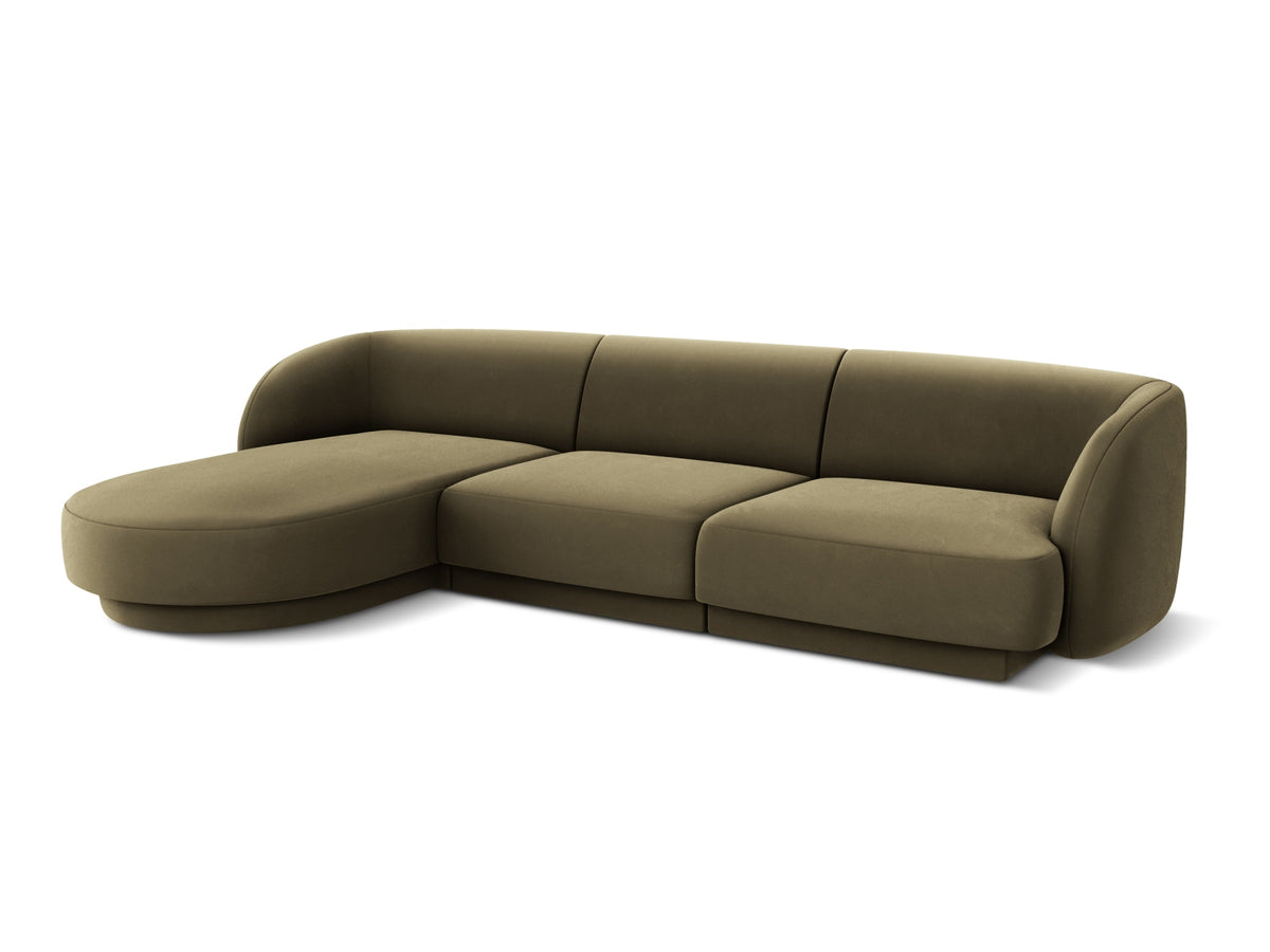 Miley Velour Ecksofa links 4 Sitzer in Green-Bluvel präsentiert im Onlineshop von KAQTU Design AG. L-Sofa links ist von Micadoni