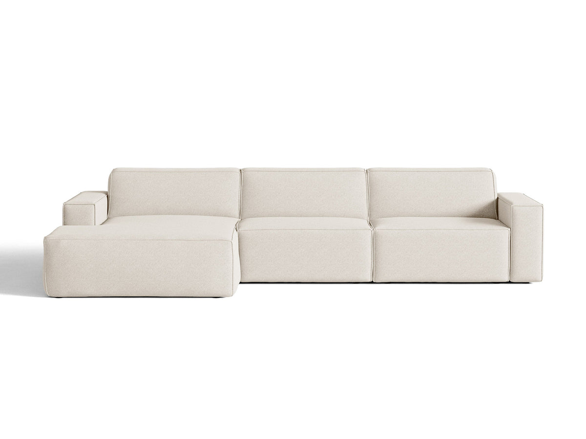 Modulares Ecksofa links Jodie von Micadoni mit Meridienne auf schwarzen Kunststoffbeinen