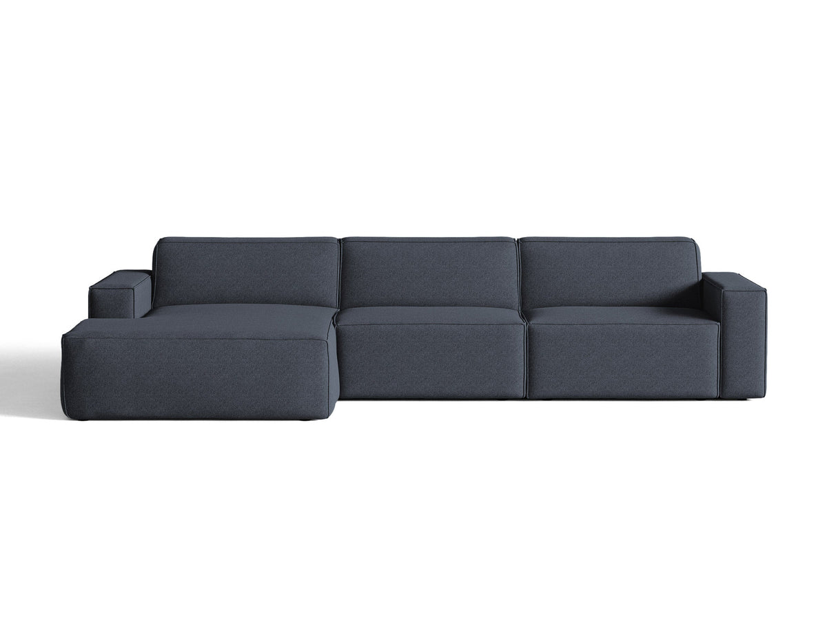 Modulares Ecksofa links Jodie von Micadoni mit Meridienne auf schwarzen Kunststoffbeinen