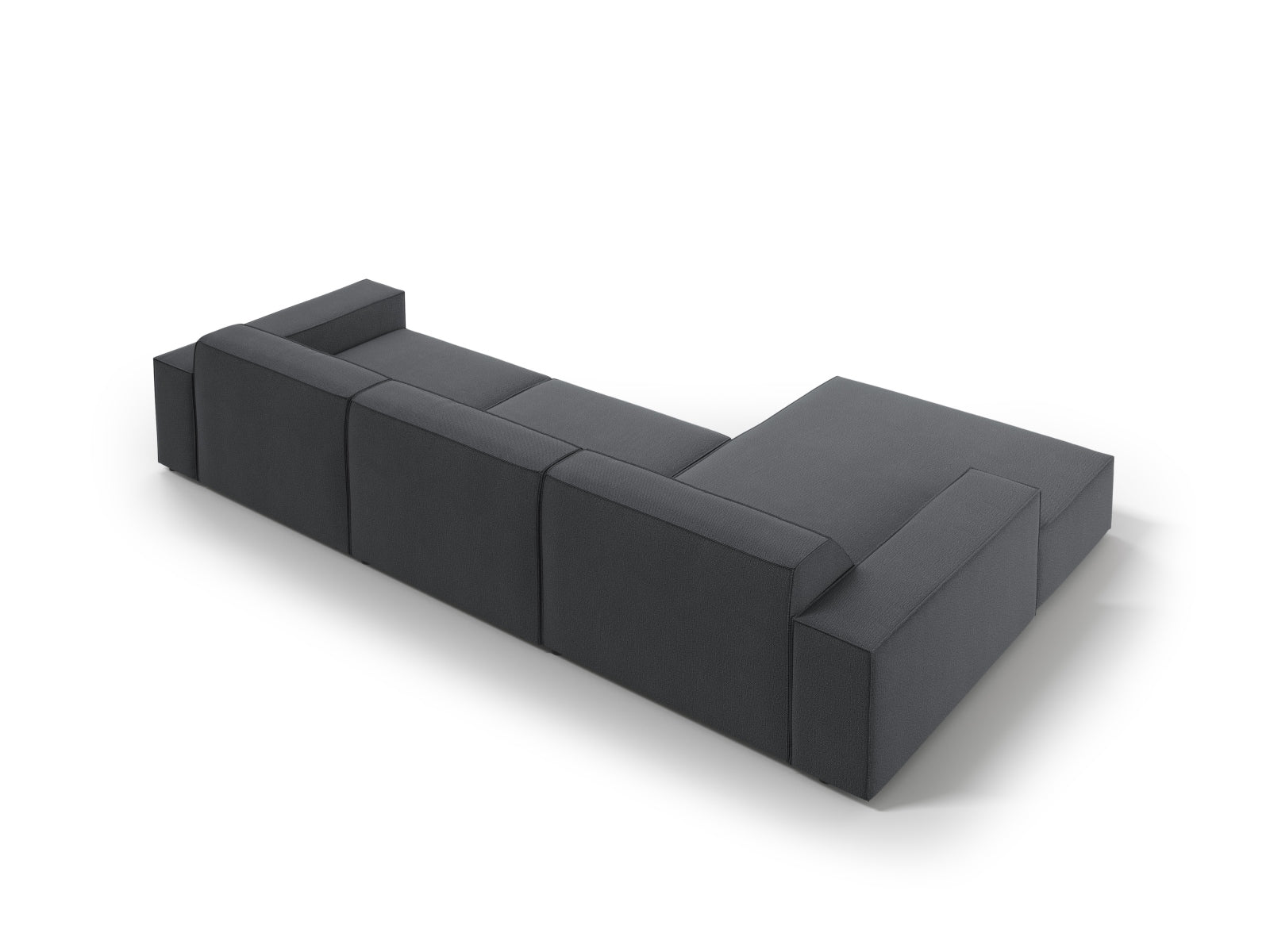 Elegantes, modulares Ecksofa Jodie in Dunkelgrau, perfekt für stilvolle Wohnzimmer. Bietet Platz für vier Personen und hohen Sitzkomfort.