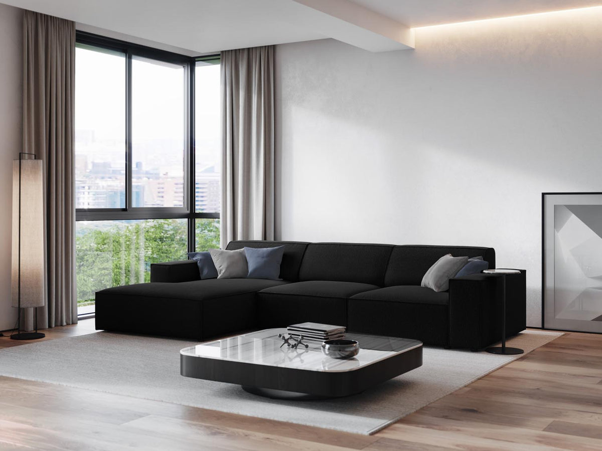 Jodie Modulares Ecksofa links 4 Sitzer in Black-Megan präsentiert im Onlineshop von KAQTU Design AG. L-Sofa links ist von Micadoni